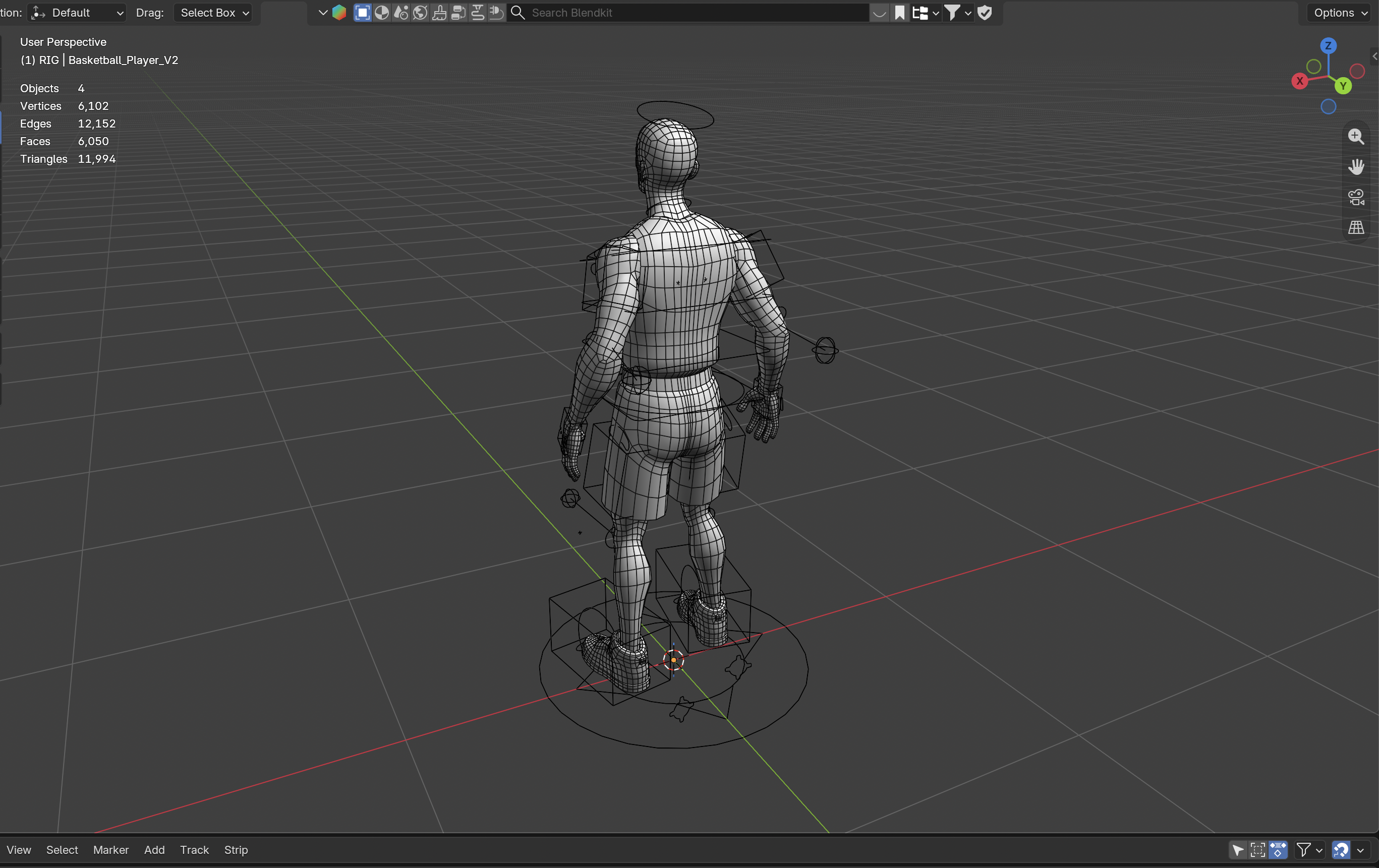 Basketball character wireframe