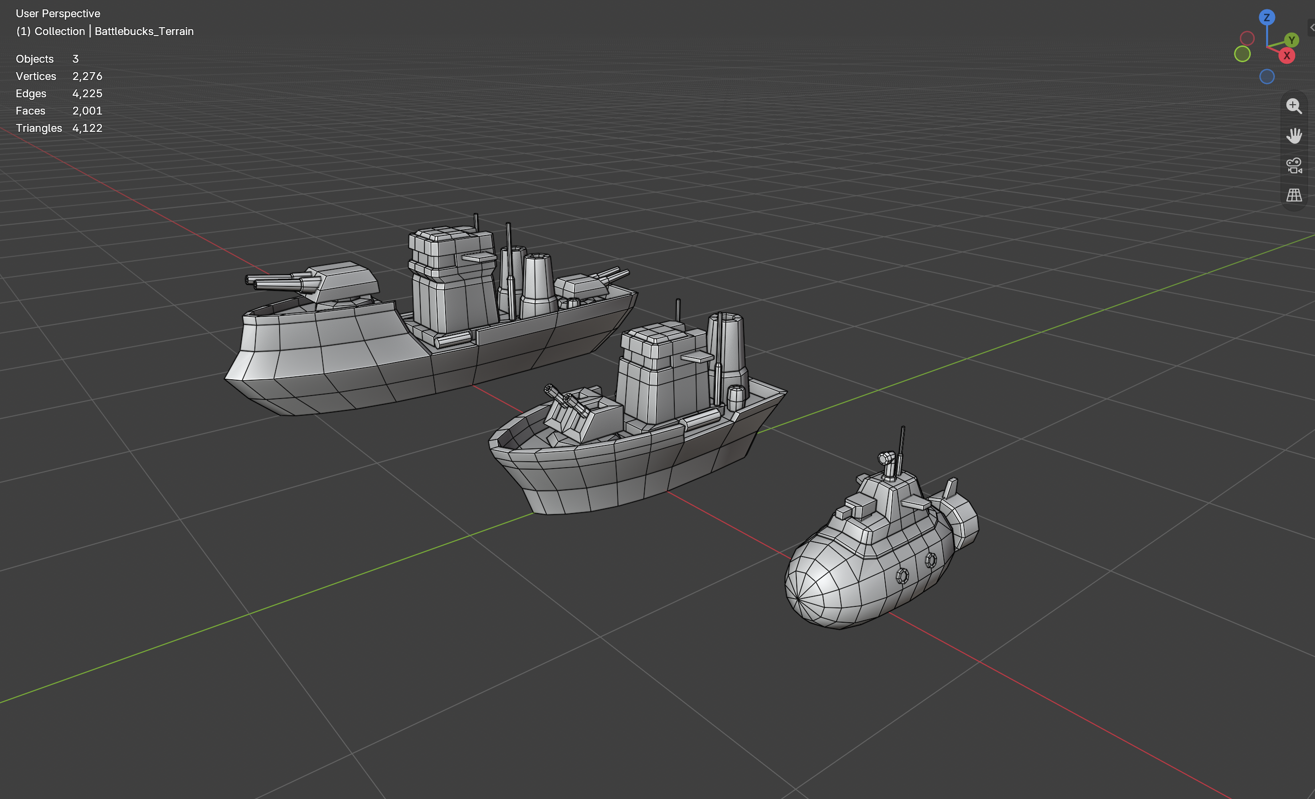 BattleBucks ships wireframe render