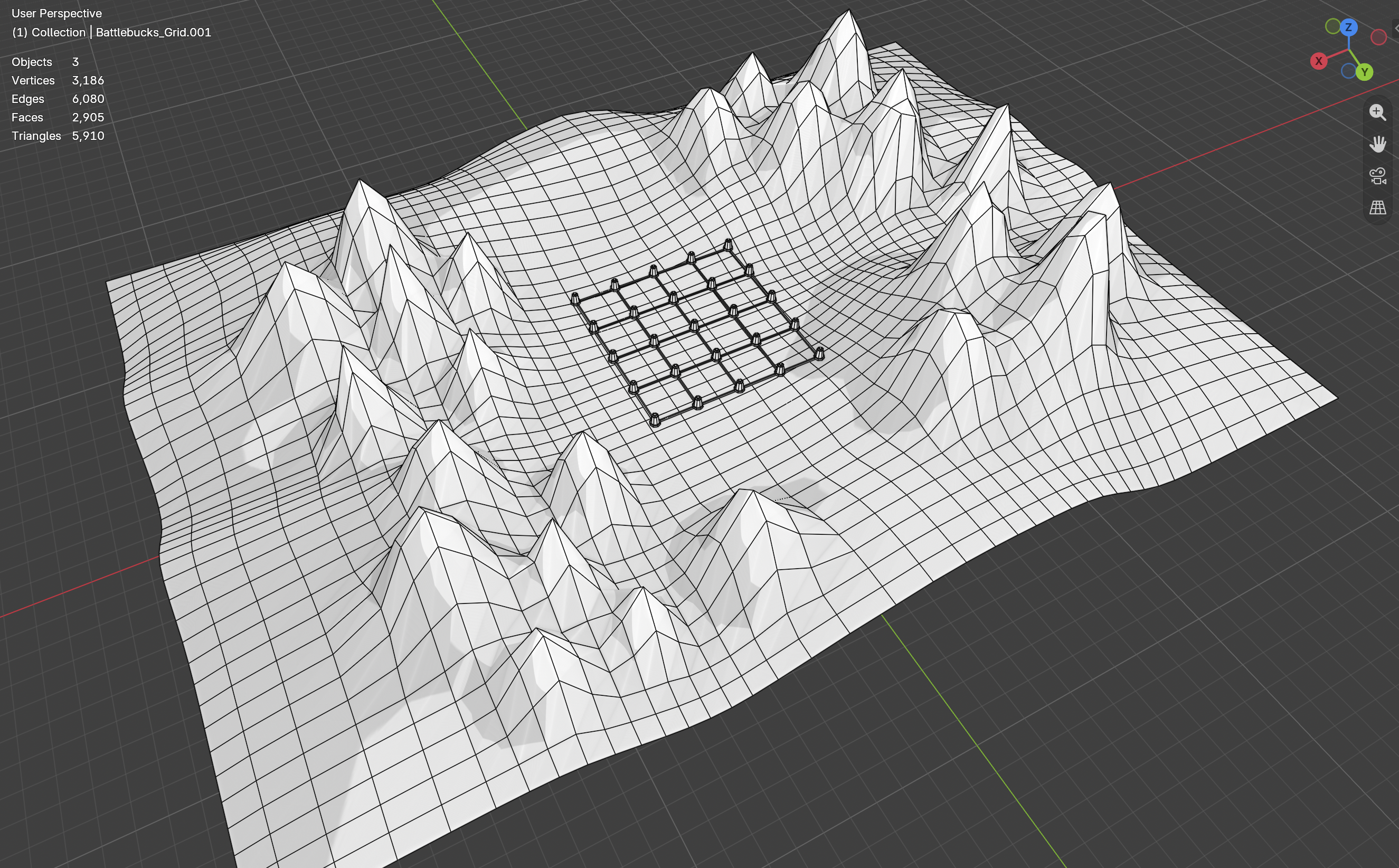 BattleBucks environment wireframe view