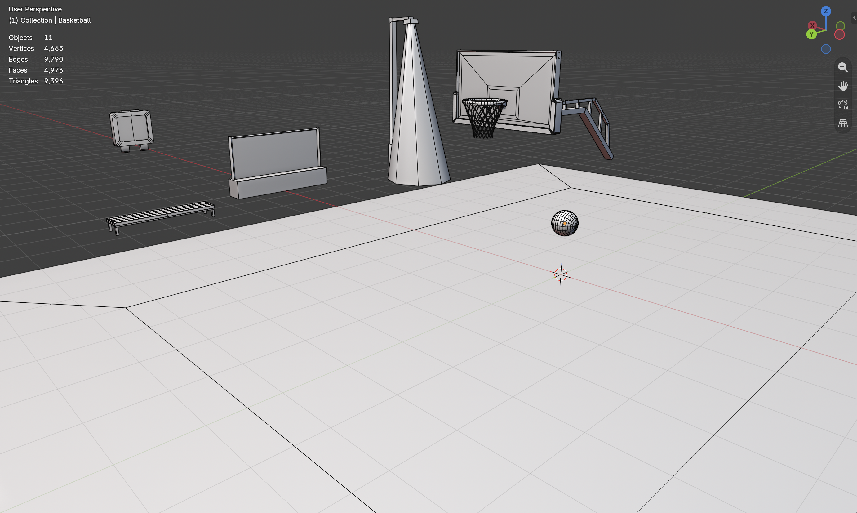 Bounce Buckets environment assets wireframe